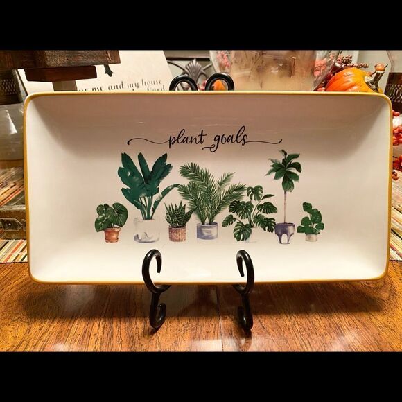 🪴 PLANT GOALS CERAMIC PLATTER 12.5x7🎁 - Picture 1 of 3